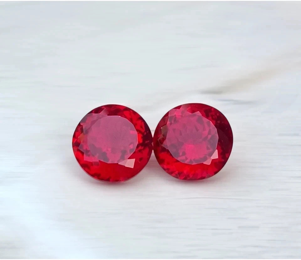 30 Ct Natural Mozambique Ruby Round Cut Matching Pair Certified Gems