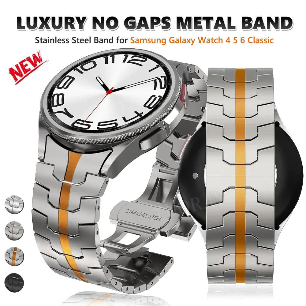 For Samsung Galaxy Watch 6 4 5 Pro 43mm 47mm Classic Stianless Steel Band Strap