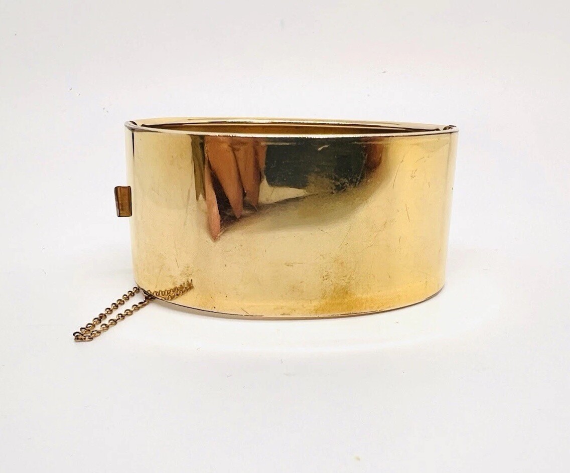 Chunky Wide LUSTERN Gold Filled Bangle Bracelet 51gm Signed Vintage Jewelry