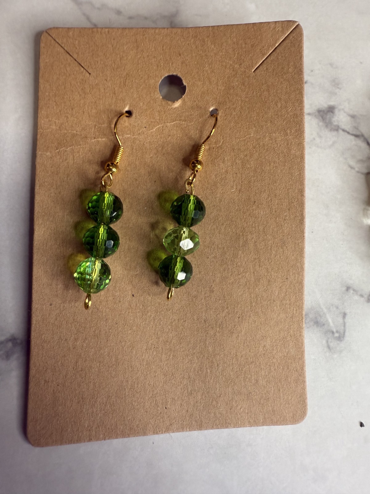 handmade beaded earrings and bracelets set green, yellow, blue and wht beads