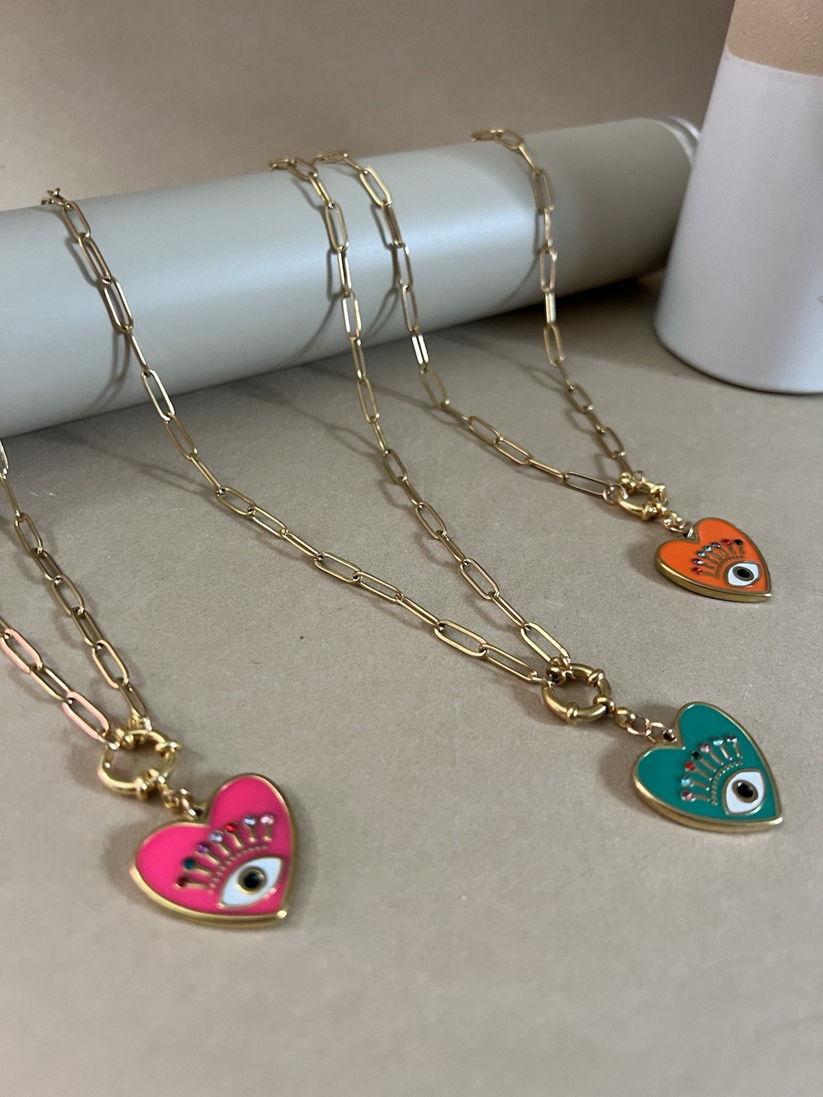 Heart Evil Eye Statement Chain Necklace – Elegant Protection Necklace