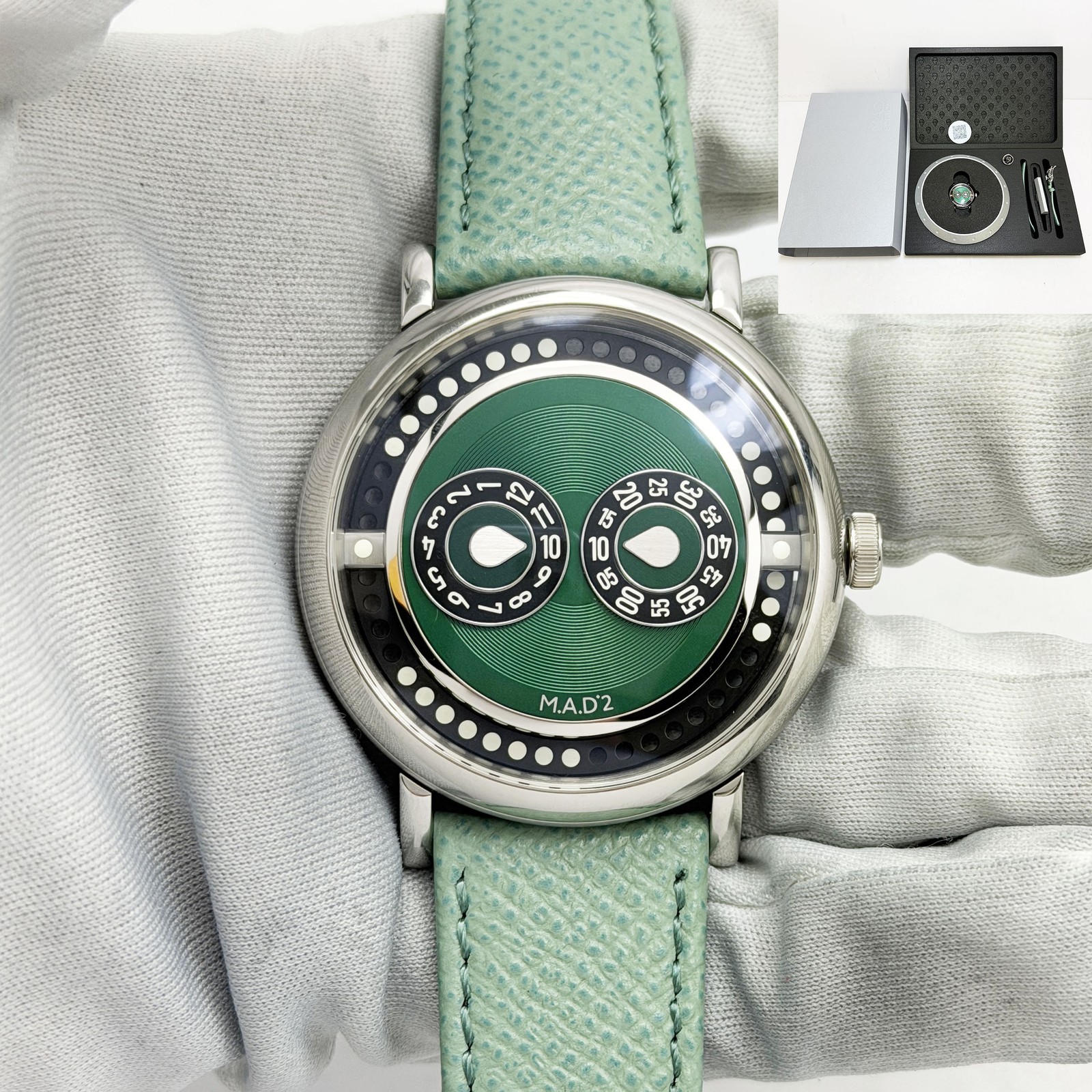 New M.a.d. Editions Mb&f M.A.D.2 Green Edition Eric Giroud 42MM Steel Box Paper