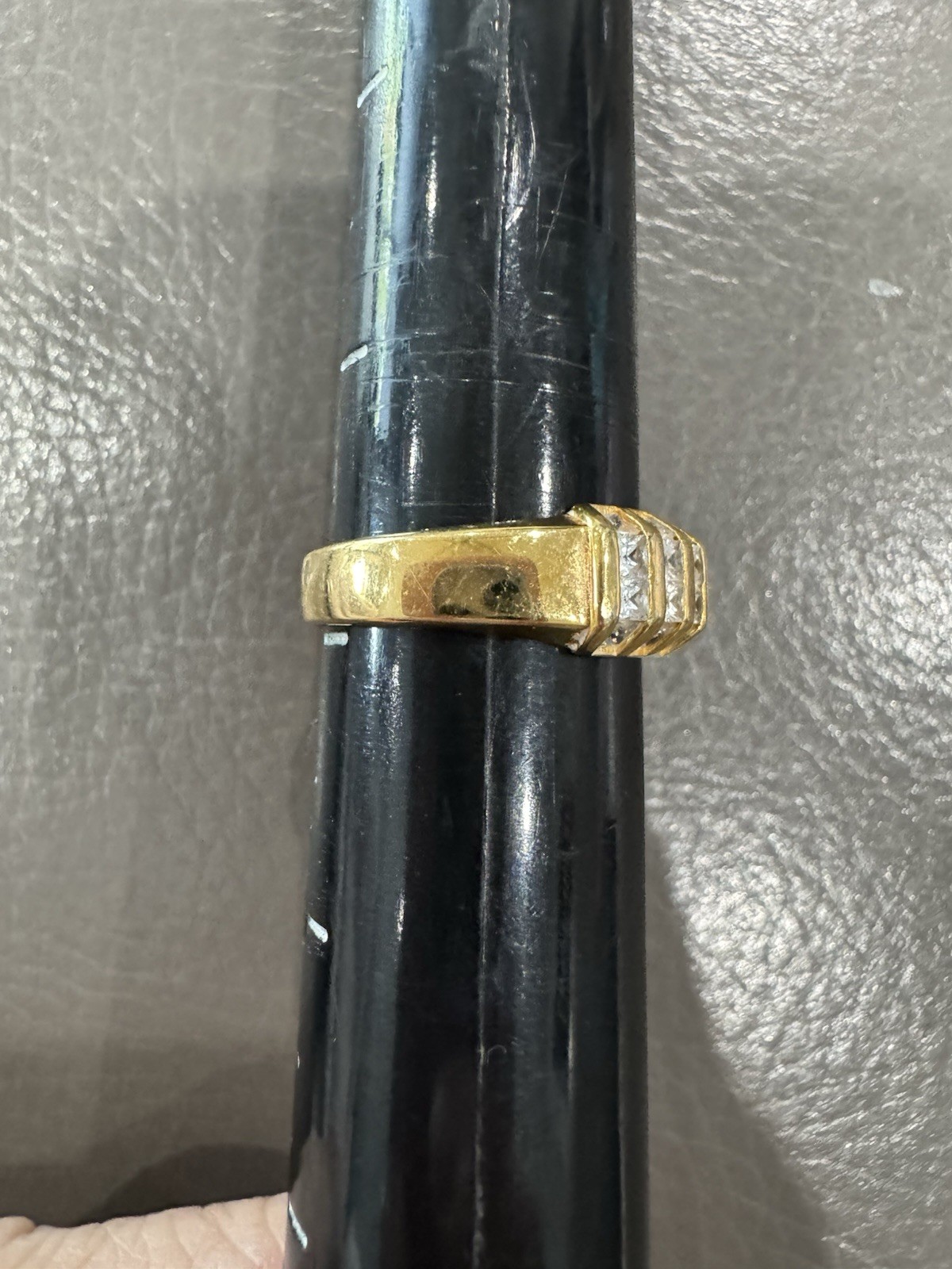 Gold Plated Sterling 925 CZ channel Set PMJ ring band Sz 9 Men’s / Women’s