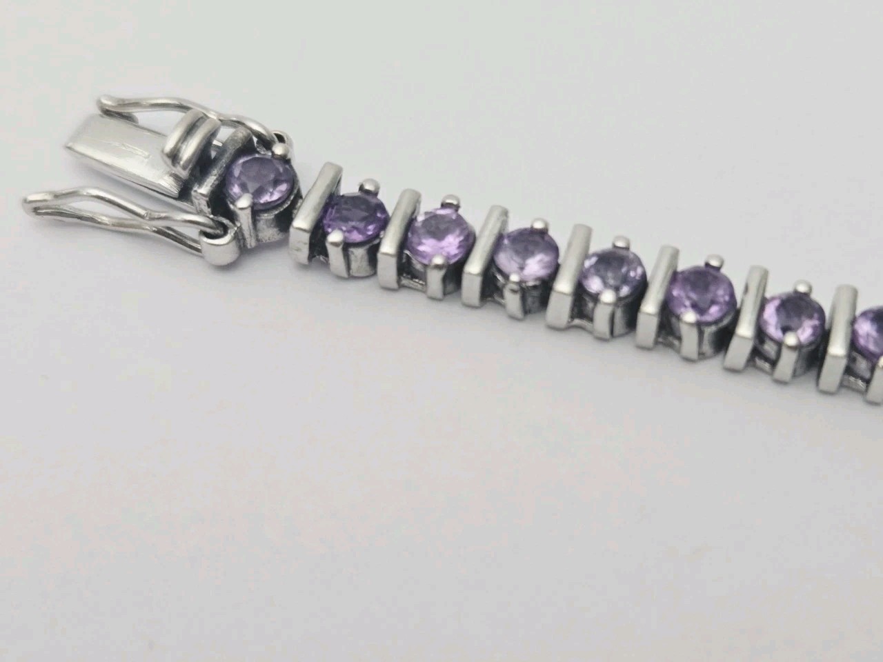925 Sterling Silver Round Cut Amethyst Women’s Tennis Bracelet 6.7″