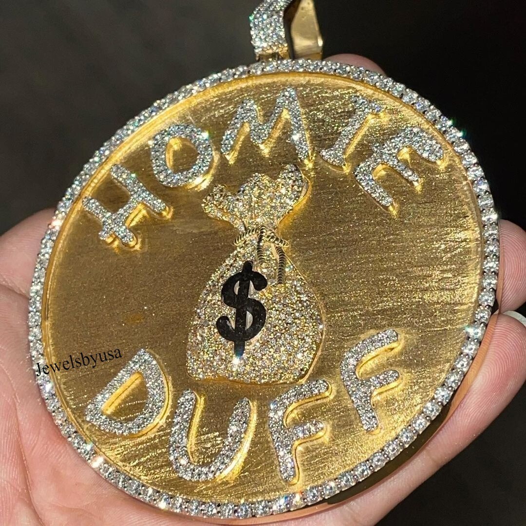 5.36 Cts Natural Diamond Custom Money Bag Name Initial Pendant Solid 925 Silver
