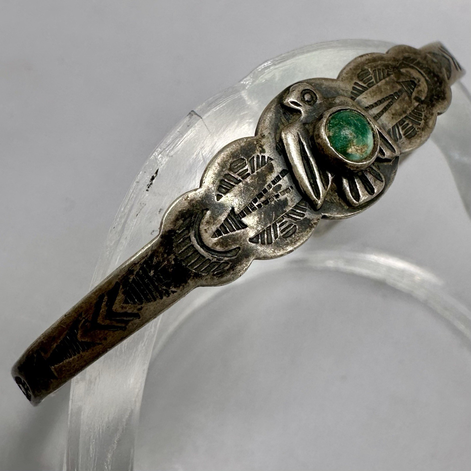 Native American Cuff Bracelet Fred Harvey Era Sterling Silver Turquoise Size 5 S