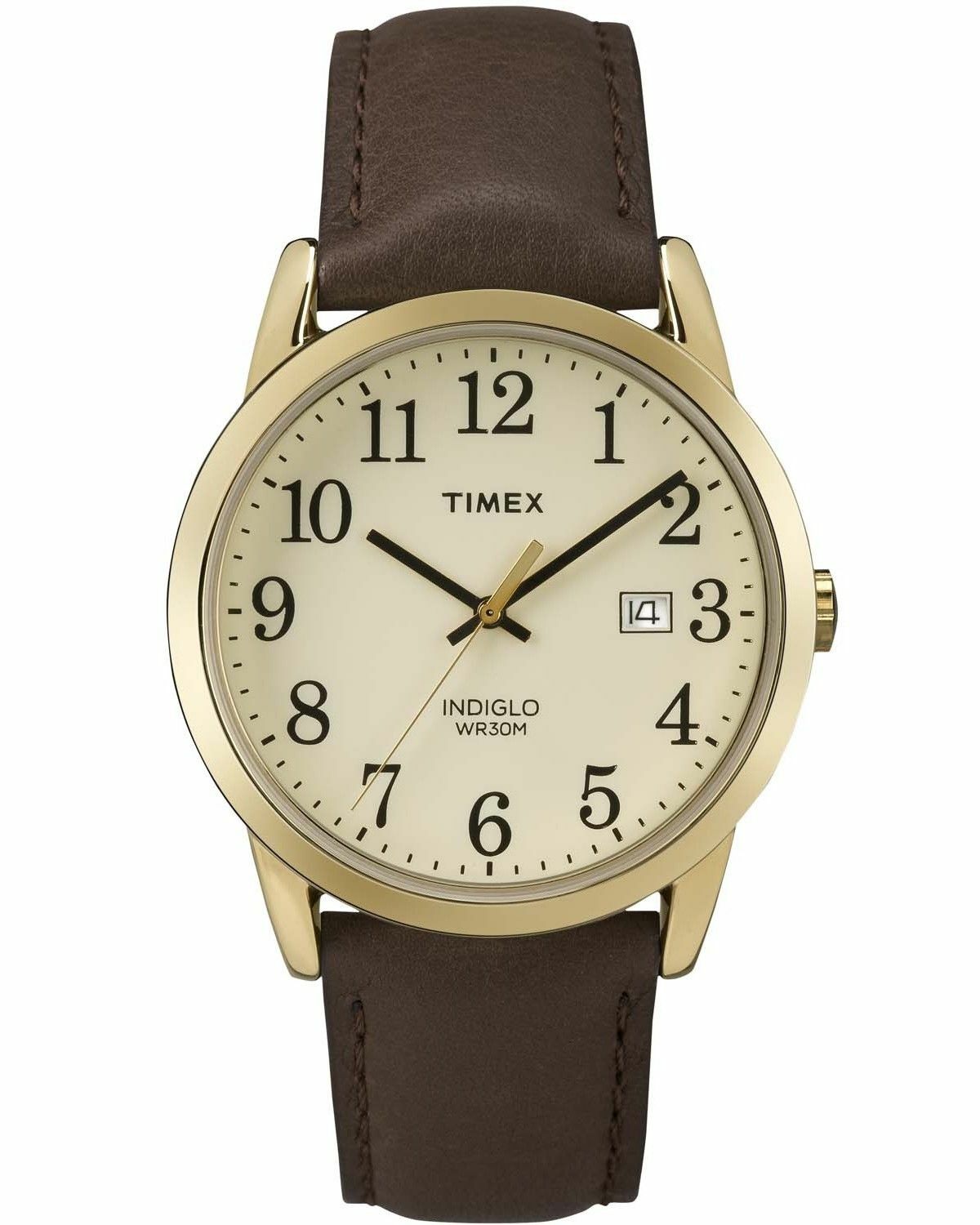 Timex TW2P75800, Men’s Easy Reader Brown Leather Watch, Indiglo, Date, 38MM Case
