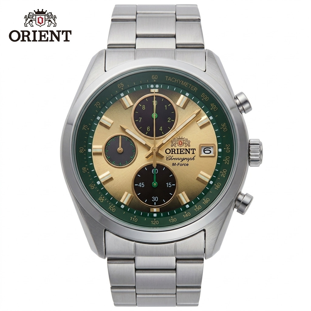 Orient Neo70s Horizon WV0021TY Solar Chronograph Green Gold Men’s Watch