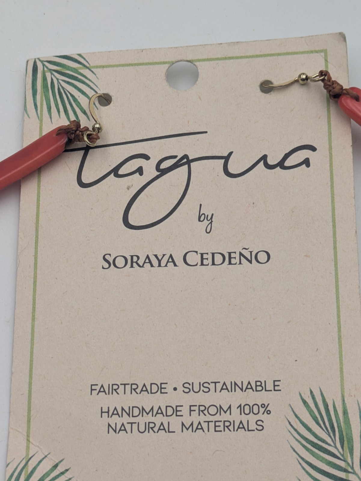 NWT Tagua By Soraya Cedeno Handmade Folk Art Drop Fashion Earrings