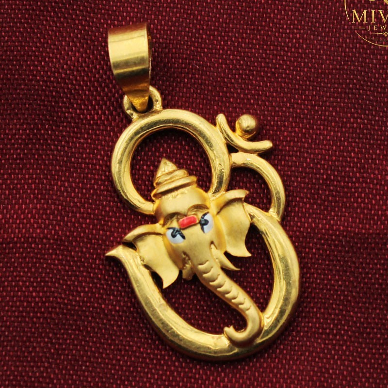 22K True Gold Ganesh Ji Om Designer Pendant 3.41g Office Wear Jewelry