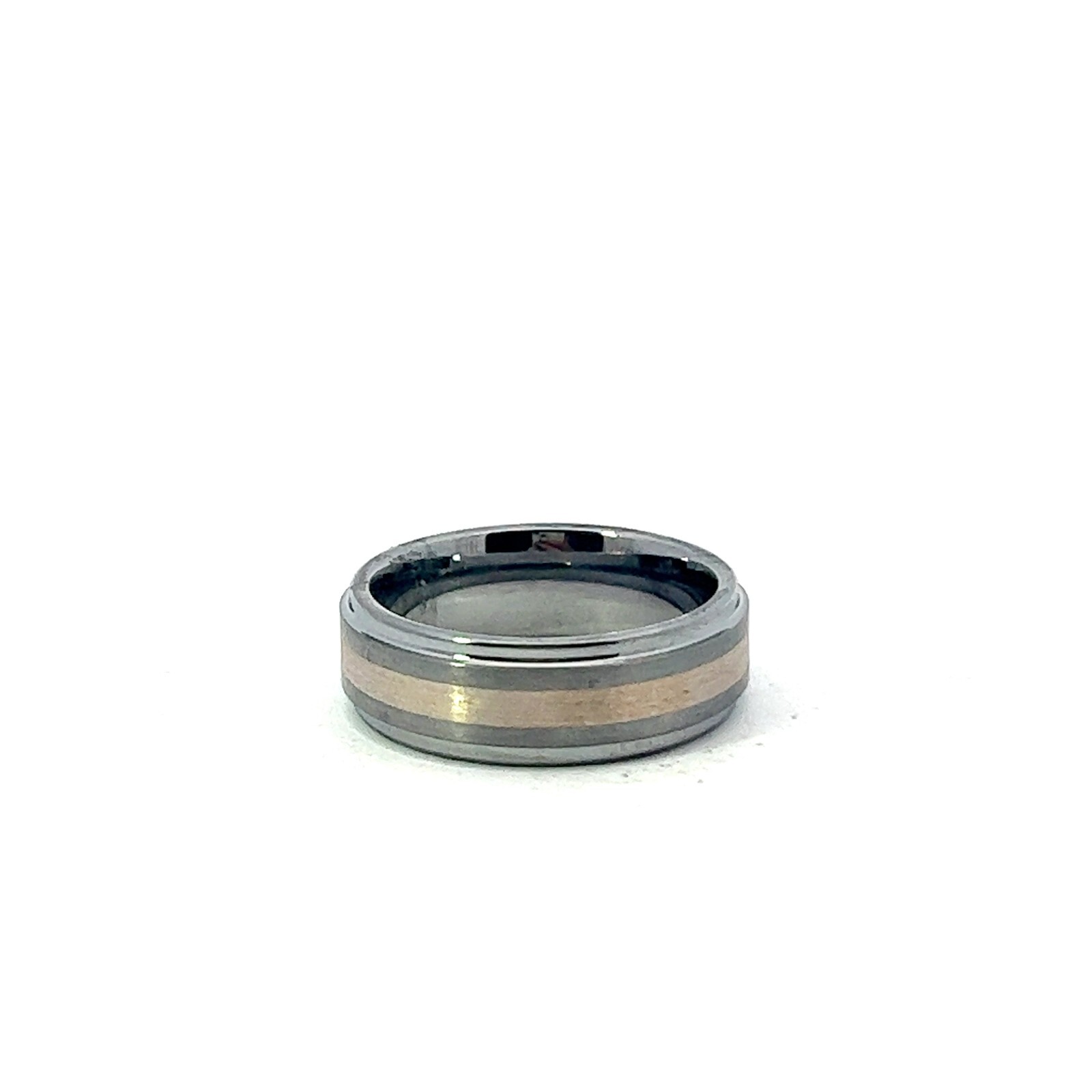 TRITON Tungsten Carbide & Sterling Silver Two-Tone 7mm Step Edge Band Ring