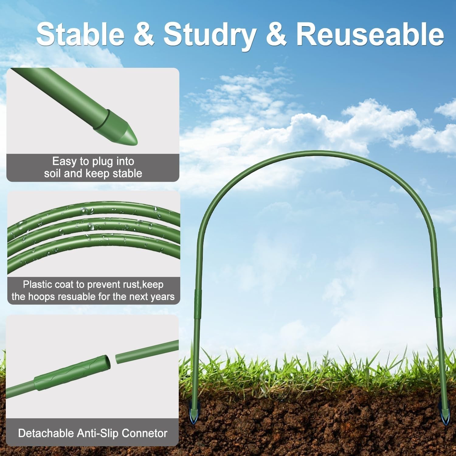 Space-Saving 6Pcs Greenhouse Hoops – Perfect for Indoor & Outdoor Gardening