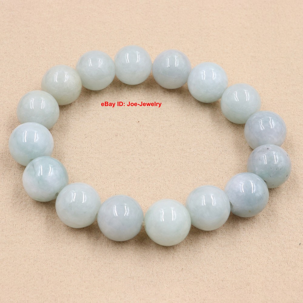 Natural Jadeite Stretch Bracelet Grade A 13mm Jade Bead Handmade Bracelet