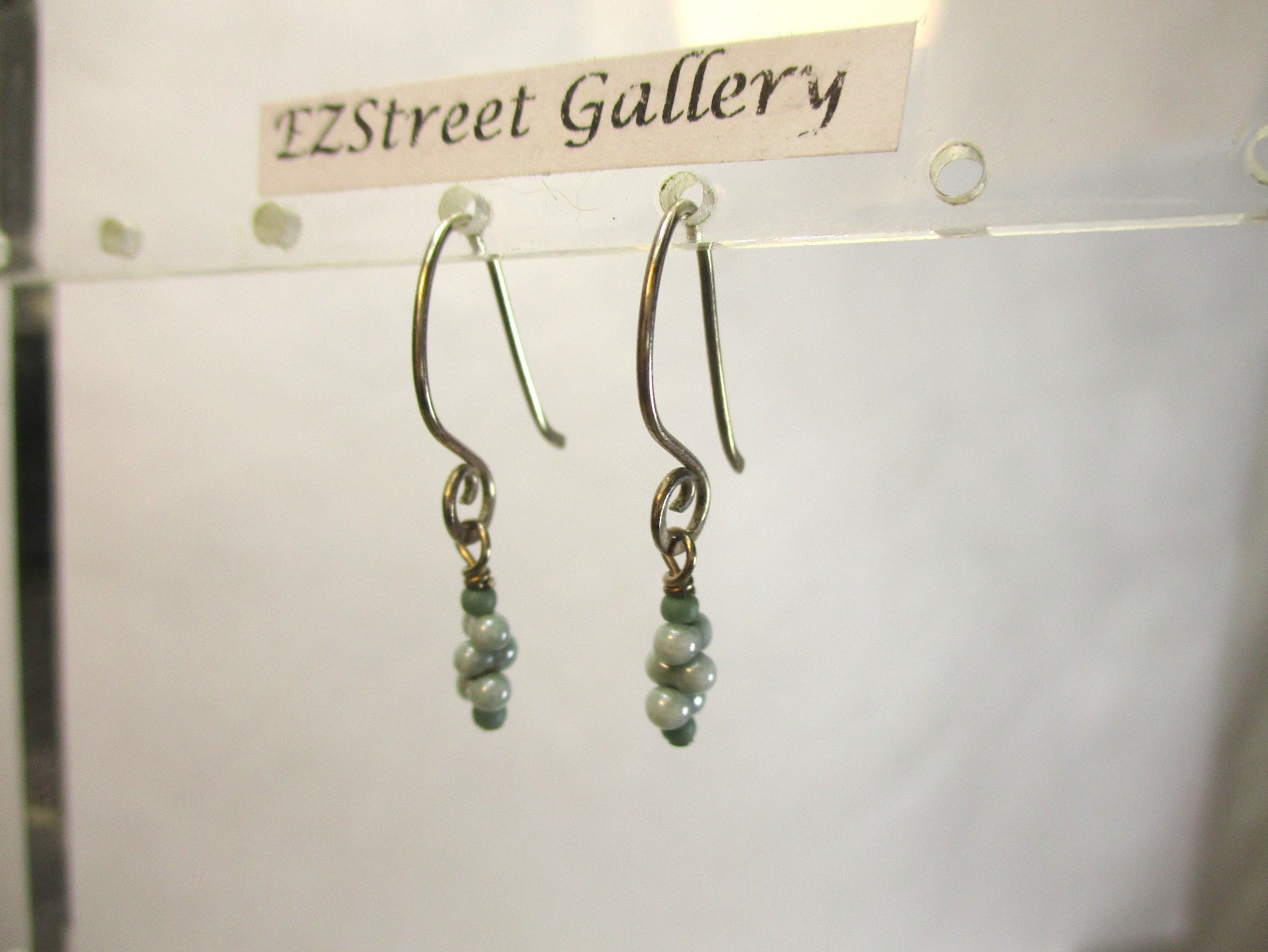 Earrings Sterling Silver Green Beads Handmade 925 Ear Wires