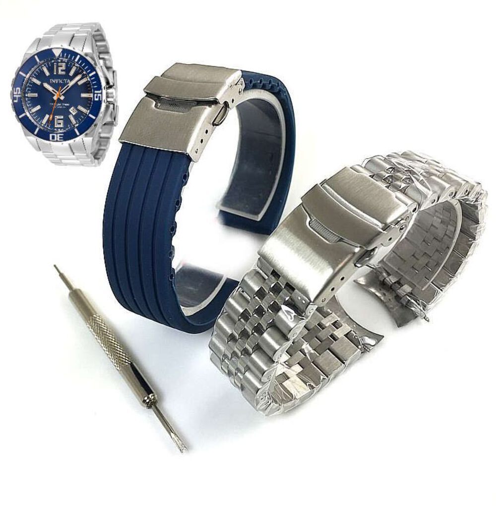Pack of 2 Steel and Silicone Replacement Watch Band Fits Invicta Pro Diver 34516