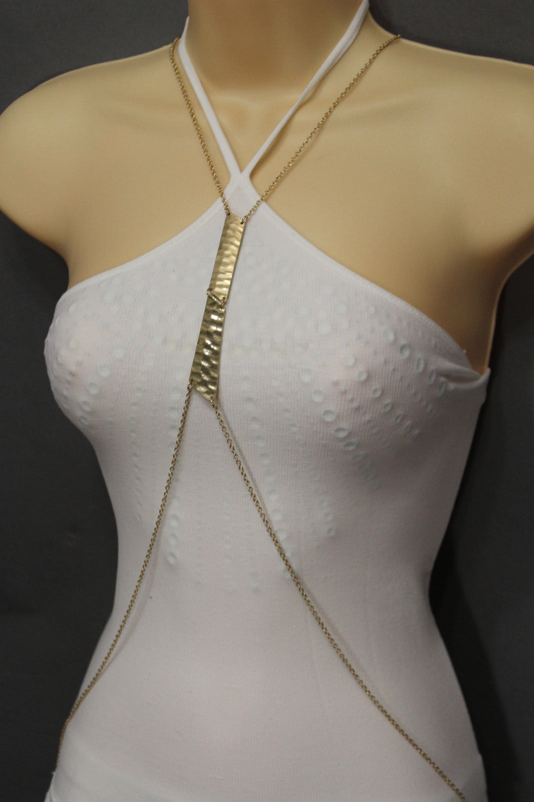 Women Gold Metal Body Chains Long Necklace Jewelry Beach Harness Bikini Basic