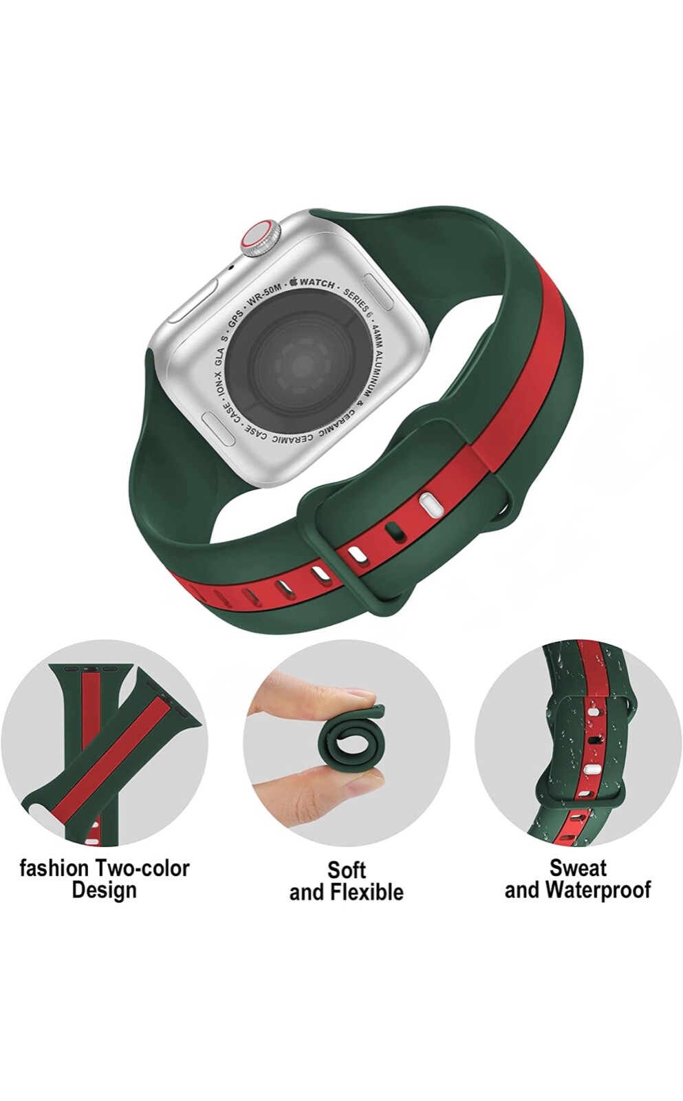 Sport Band Compatible With Apple Watch All Series Soft Silicone Adjustable Strap