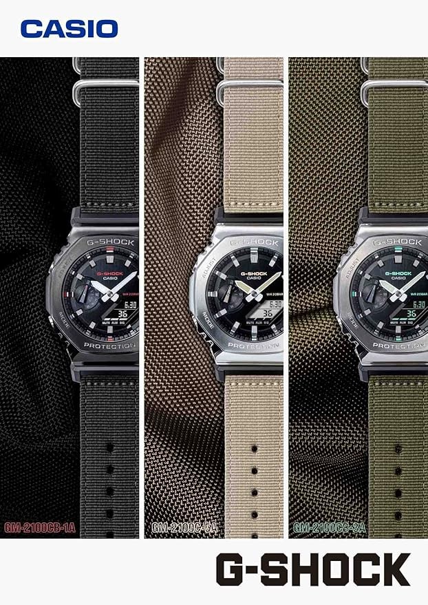 CASIO G-SHOCK GM-2100CB-3A limited Metal Covered Men’s watch Green canvas band