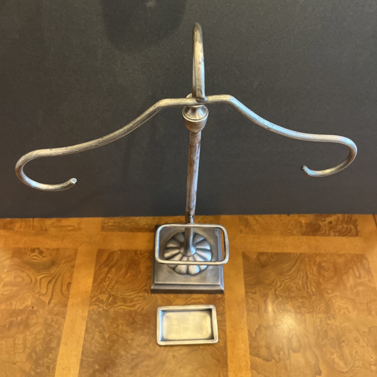 Pottery Barn Brushed Metal Distressed Antiqued Jewelry Stand 17” Necklace Rings
