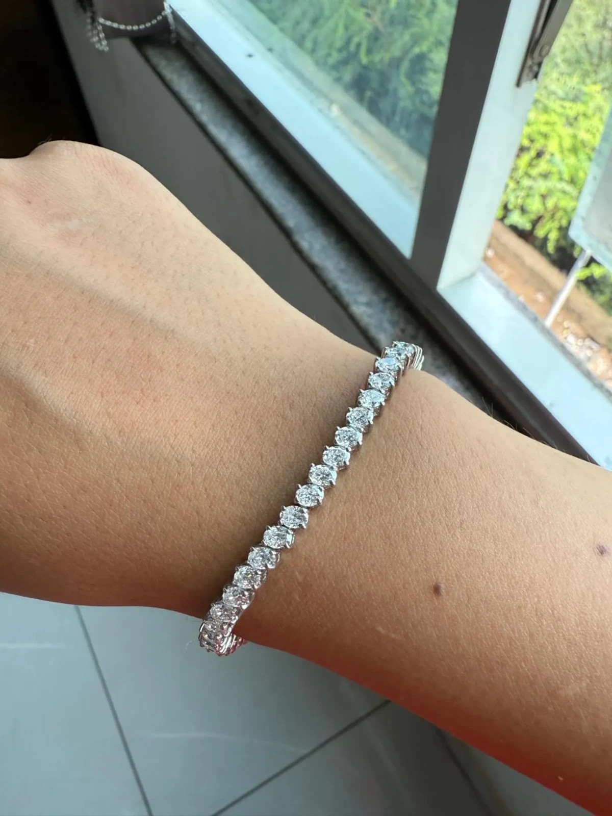 Valentine Gift! Oval Bracelet For Girlfriend Lab Grown Diamond 14K White Gold