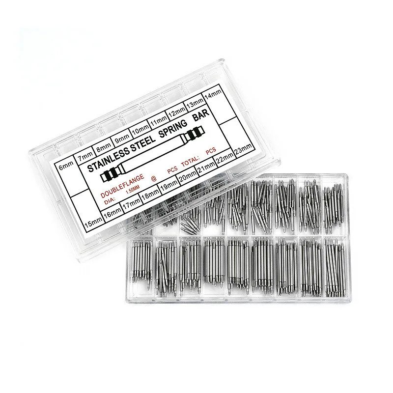 360pcs Watch PINS SPRING BARS Band Strap Link 8-25mm Repair Kit Stainless