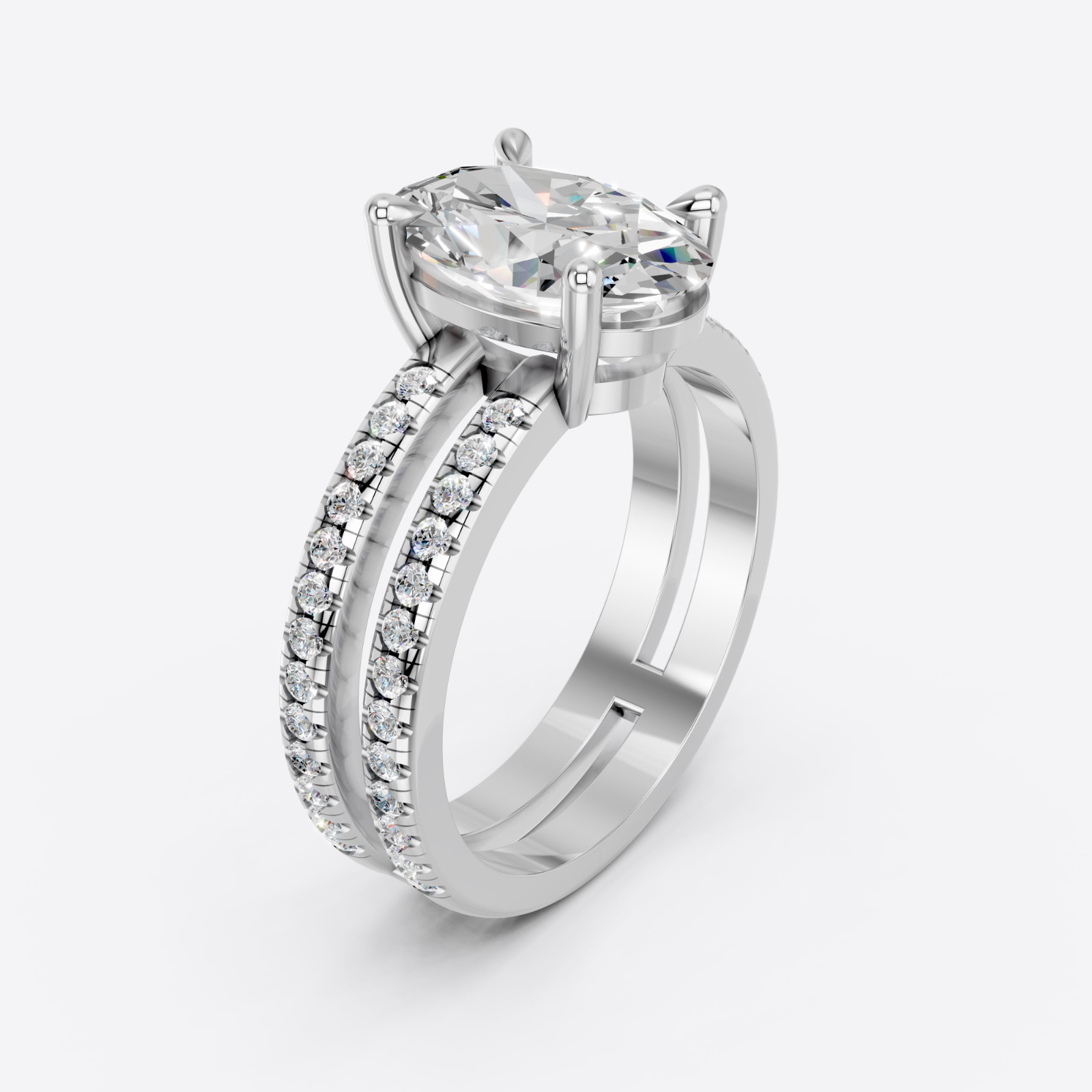 IGI 6.48 CT F VS1 Oval Cut Lab Grown Diamond Engagement Ring 14k White Gold