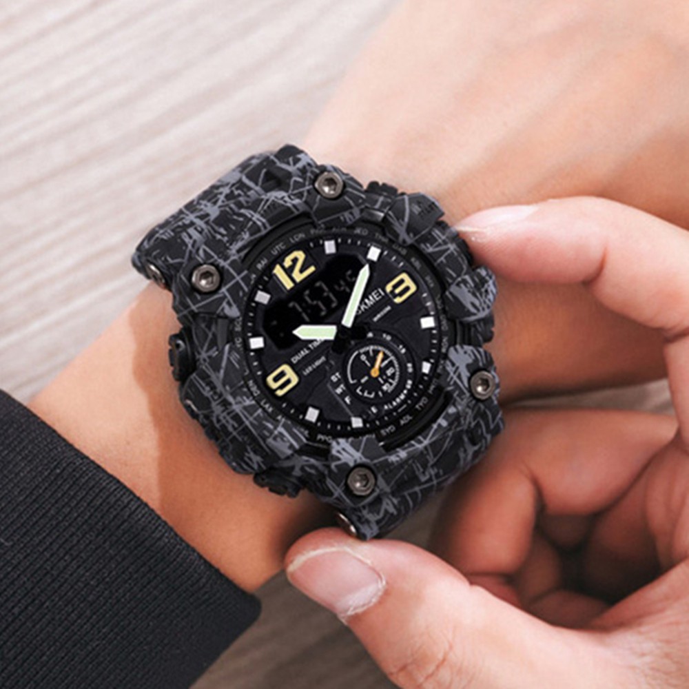SKMEI Men Watch Shockproof Wristwatch Military Army Green Sport Digital Watches