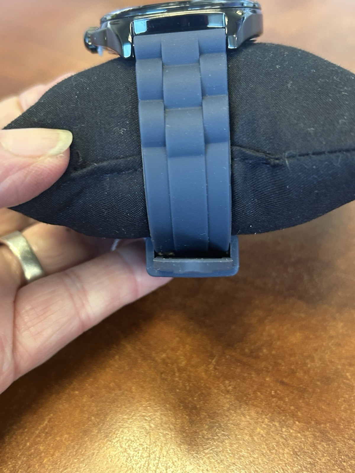 Coach Men Flip Watch Rubber Strap Navy/Black Stainless Steel Water Resist 3 Bar