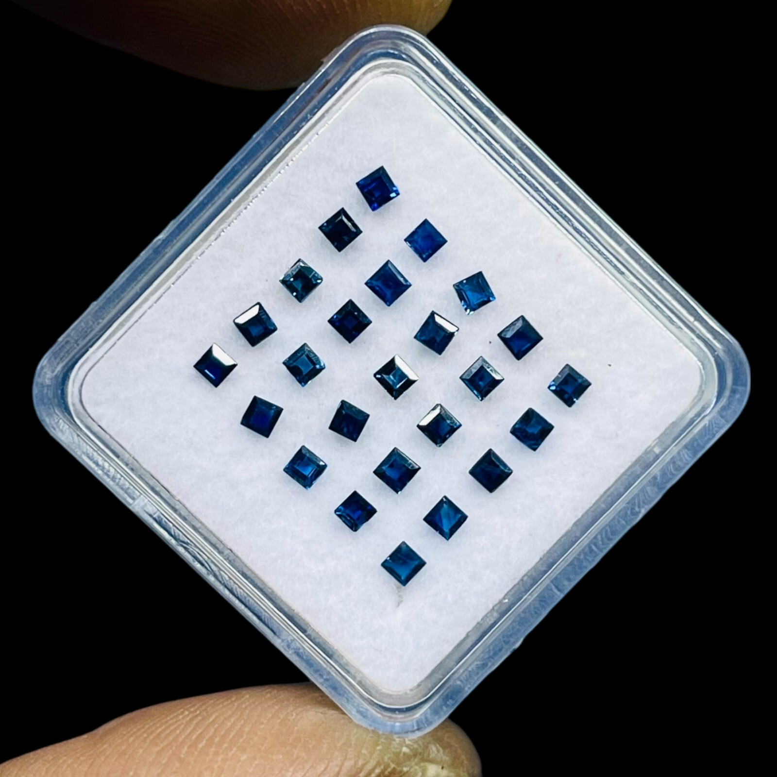 VVS 25 Pcs Natural Ceylon Blue Sapphire 1.7mm Square Cut Loose Gemstones Lot