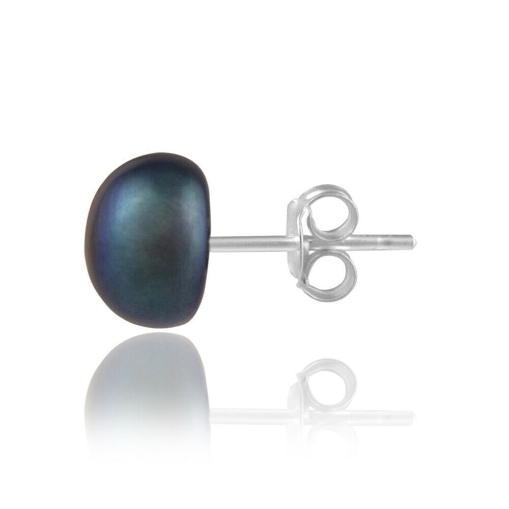 925 Sterling Silver Genuine Freshwater 3-12mm Pearl Stud Earrings Gift Box Love