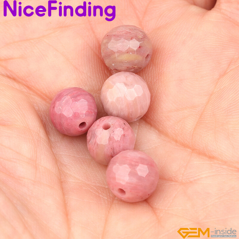 Natural Smooth Faceted Rhodonite Stone Beads For Jewelry Making 6,8,10,12,14mm