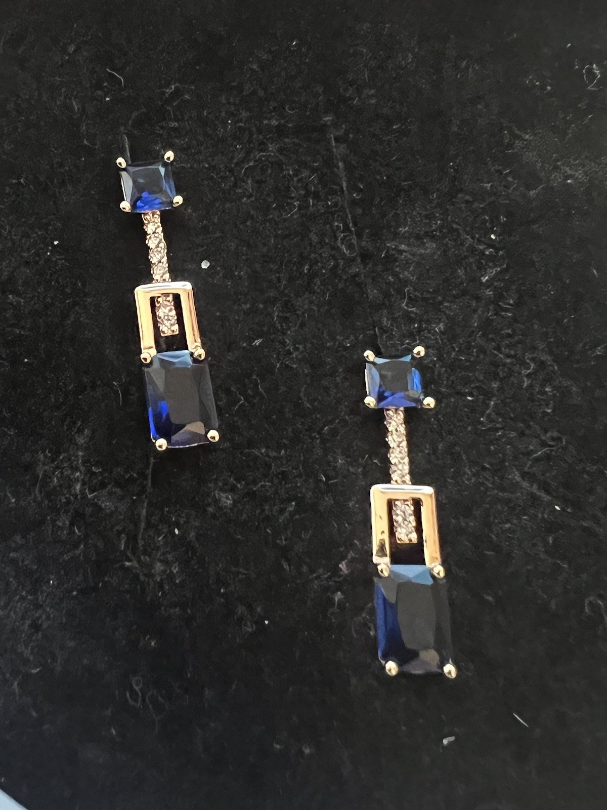 New Women’s 14k Rose Gold Plated Natural Zircon Sapphire English Lock Earrings