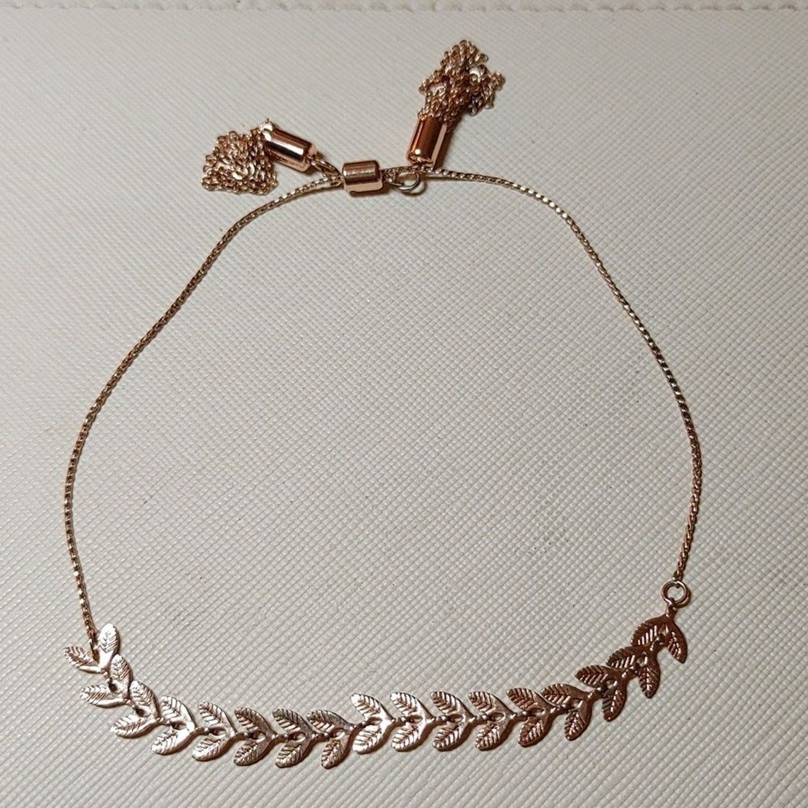 Rose Gold Adjustable Slider Chain Leaf Bracelet