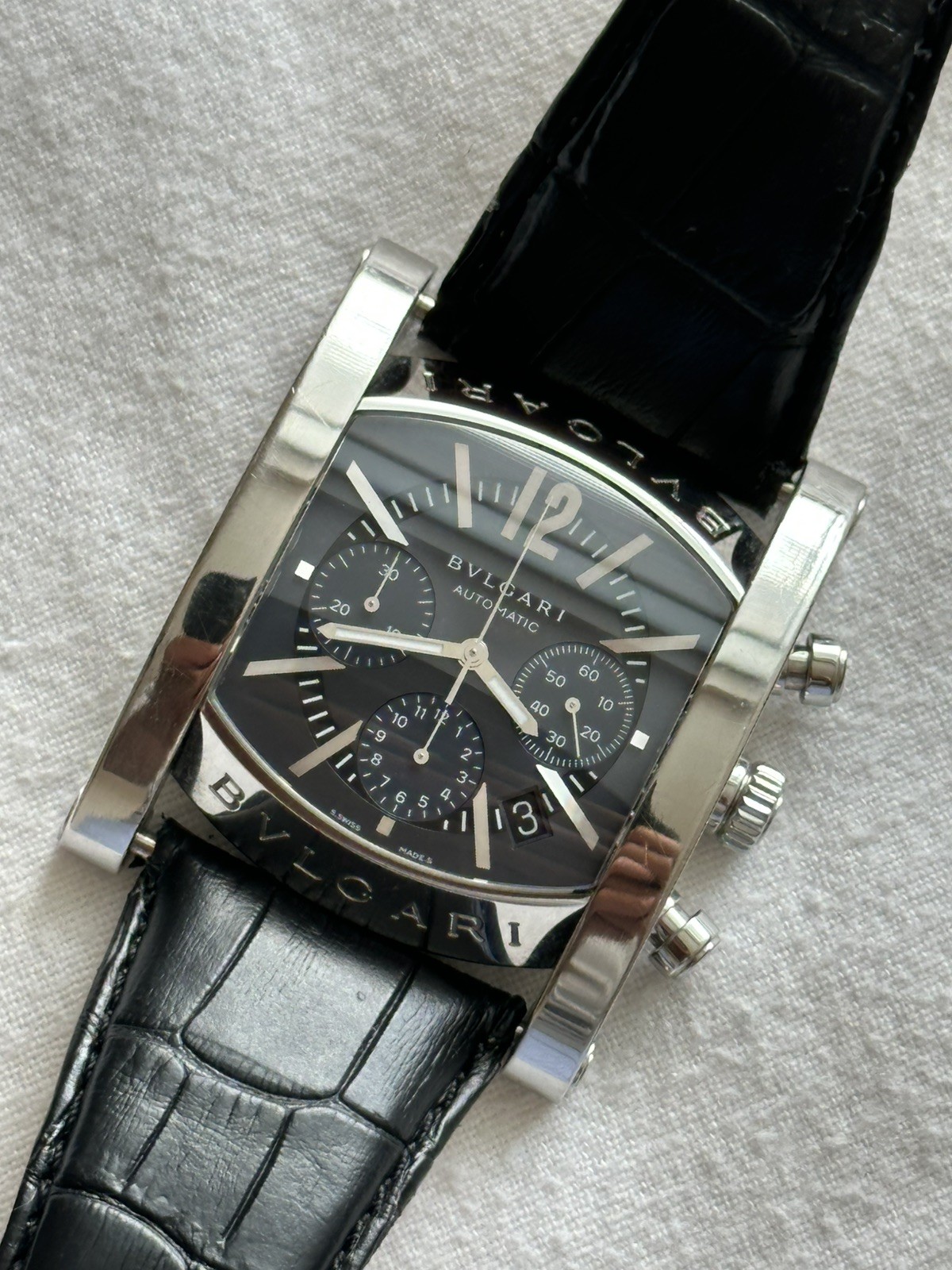 Gents Bvlgari Assioma Automatic Chronograph Black Dial