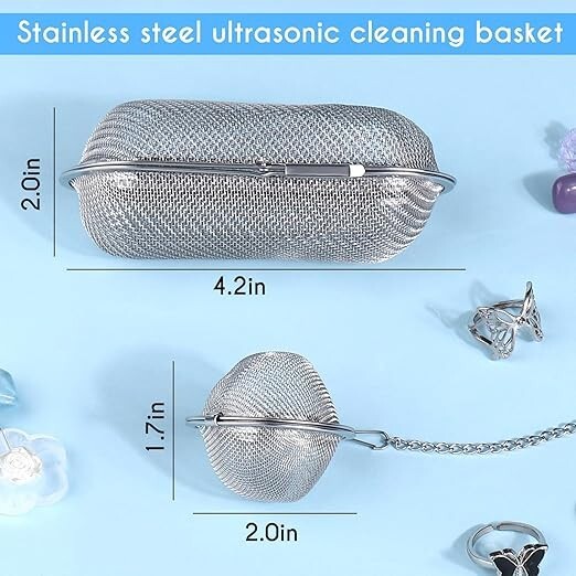 2pcs Ultrasonic Cleaner Baskets Fine Mesh Stainless Steel Parts Cleaning Basket