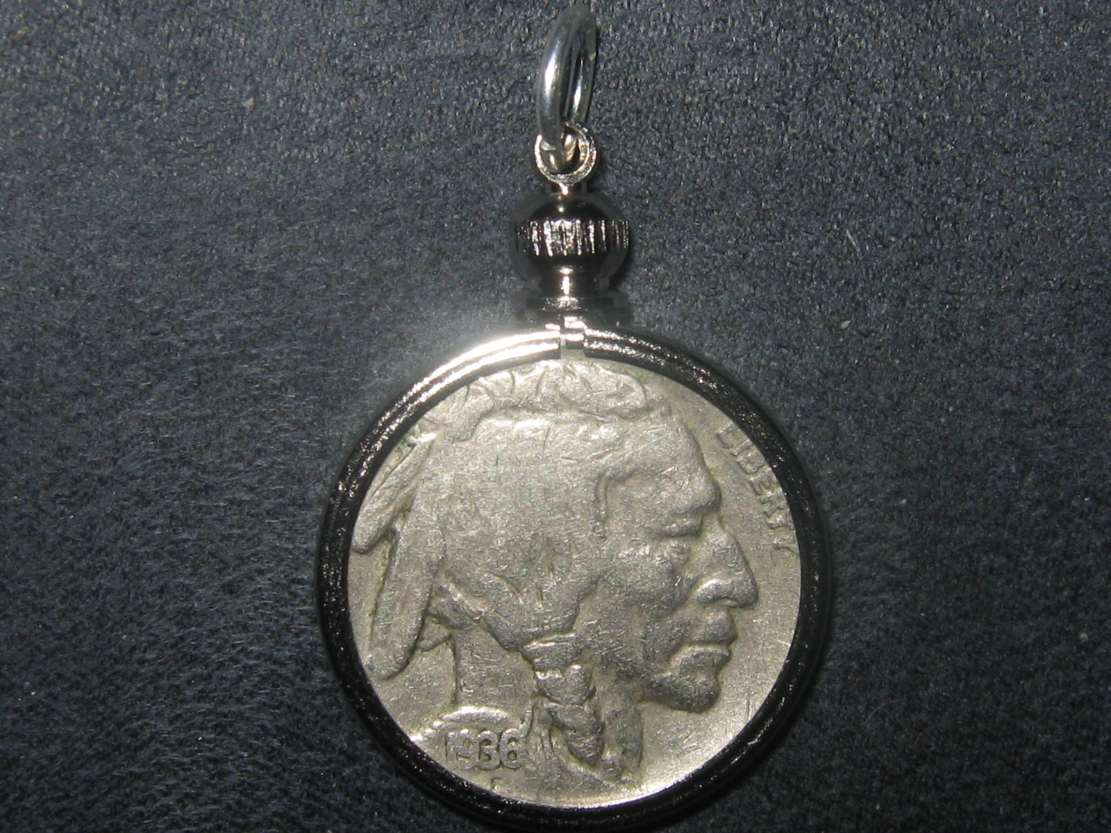 AUTHENTIC SOUTHWEST BEZEL SET 1936 BUFFALO NICKEL PENDANT COIN CHARM NECKLACE