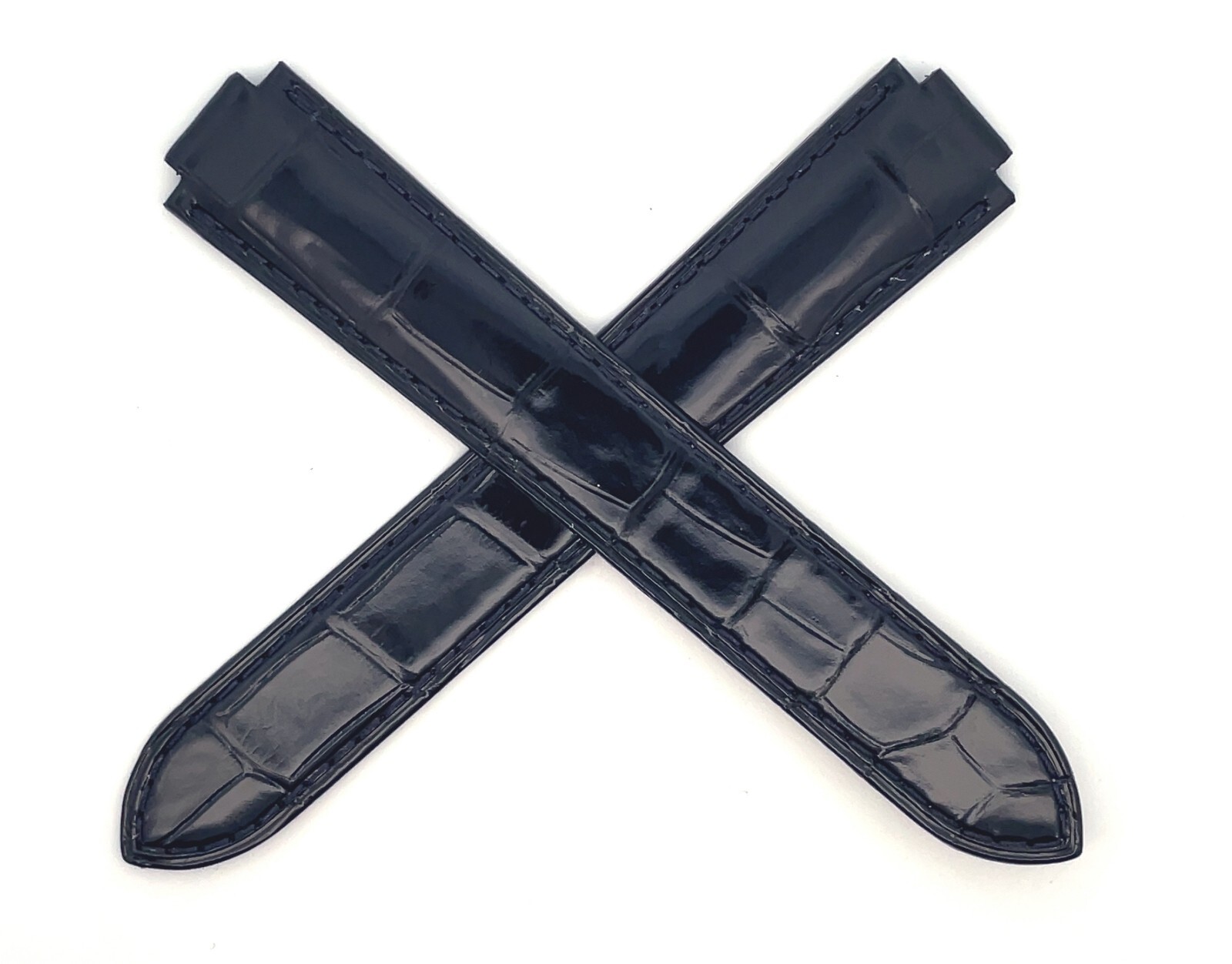 Cartier Paris 18mm Shiny Navy Blue Leather Band Watch Strap
