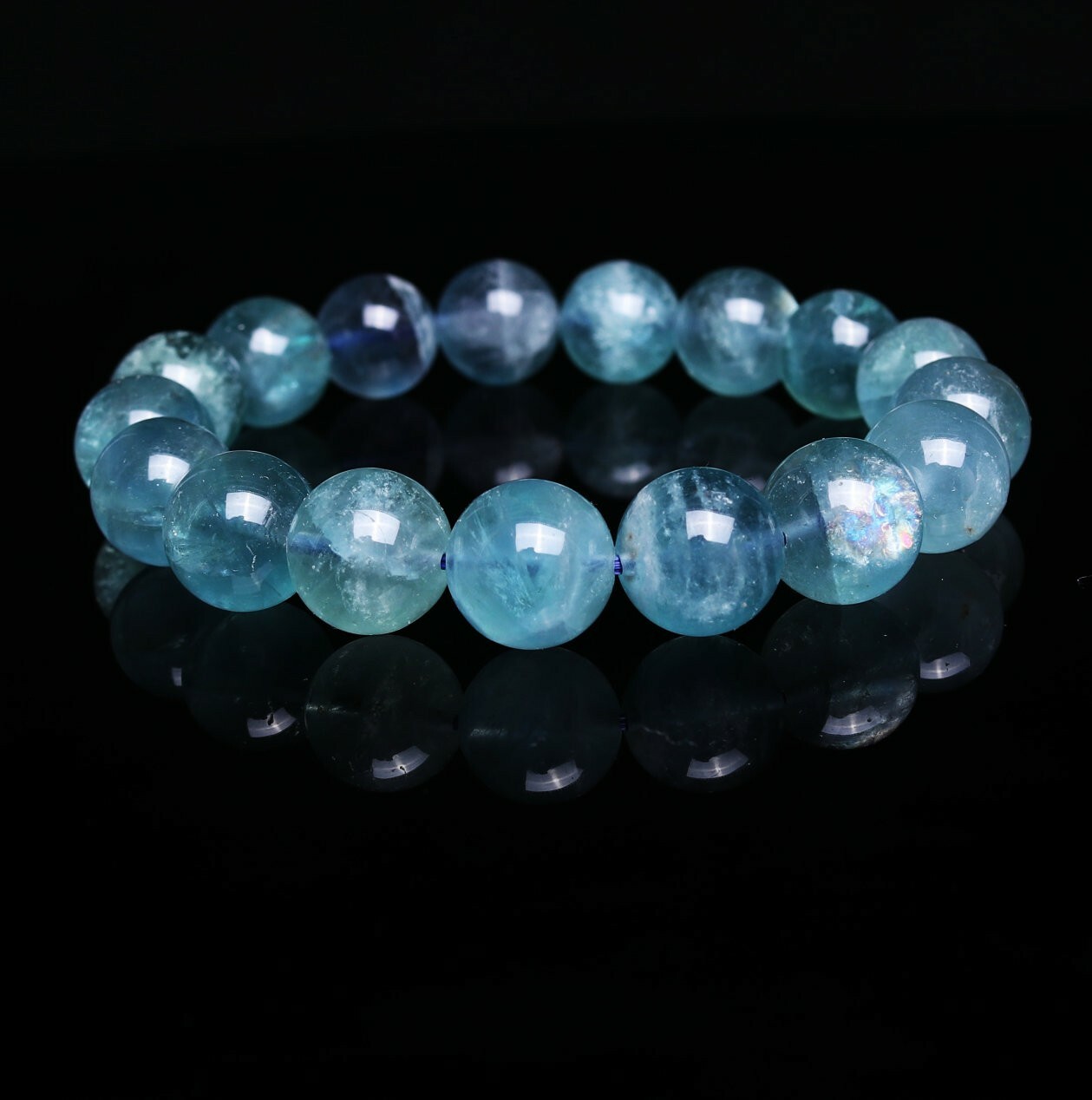 12mm Natural Blue Fluorite Crystal Quartz Beads Bracelet AAAA C0968
