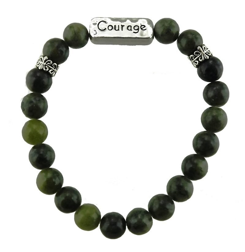 JC Walsh & Sons Connemara Marble Beads Insipiring Message Bracelet Silvertone