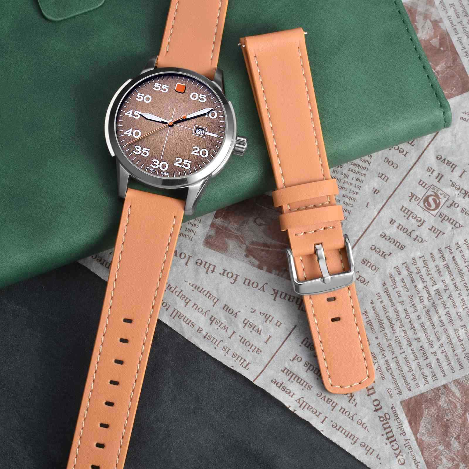 ANNEFIT Genuine Leather Watch Band 18mm 19mm 20mm 21mm 22mm Quick Release