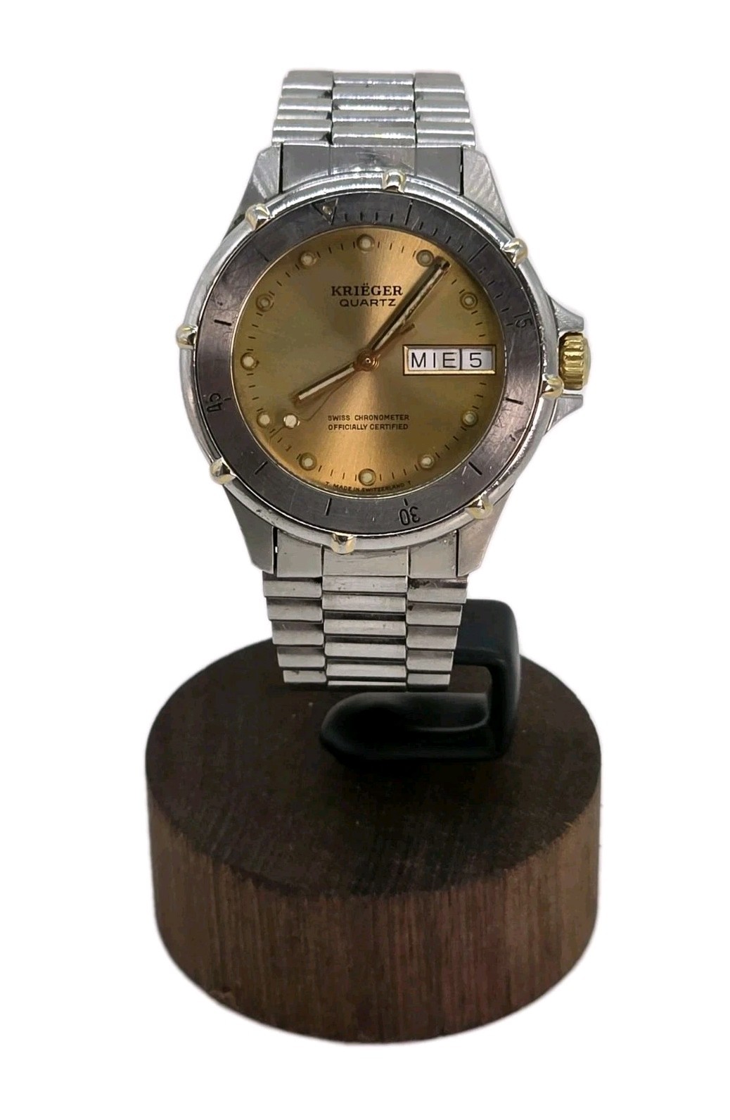 Krieger M882 Watch Stainless Steel Certified Swiss Chronometer Day Date New Batt