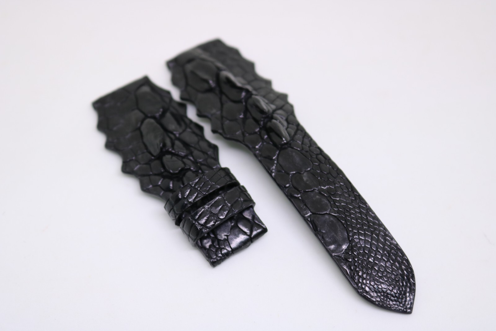 Black Crocodile Alligator Skin Leather Watch Strap Band 18mm to 26mm