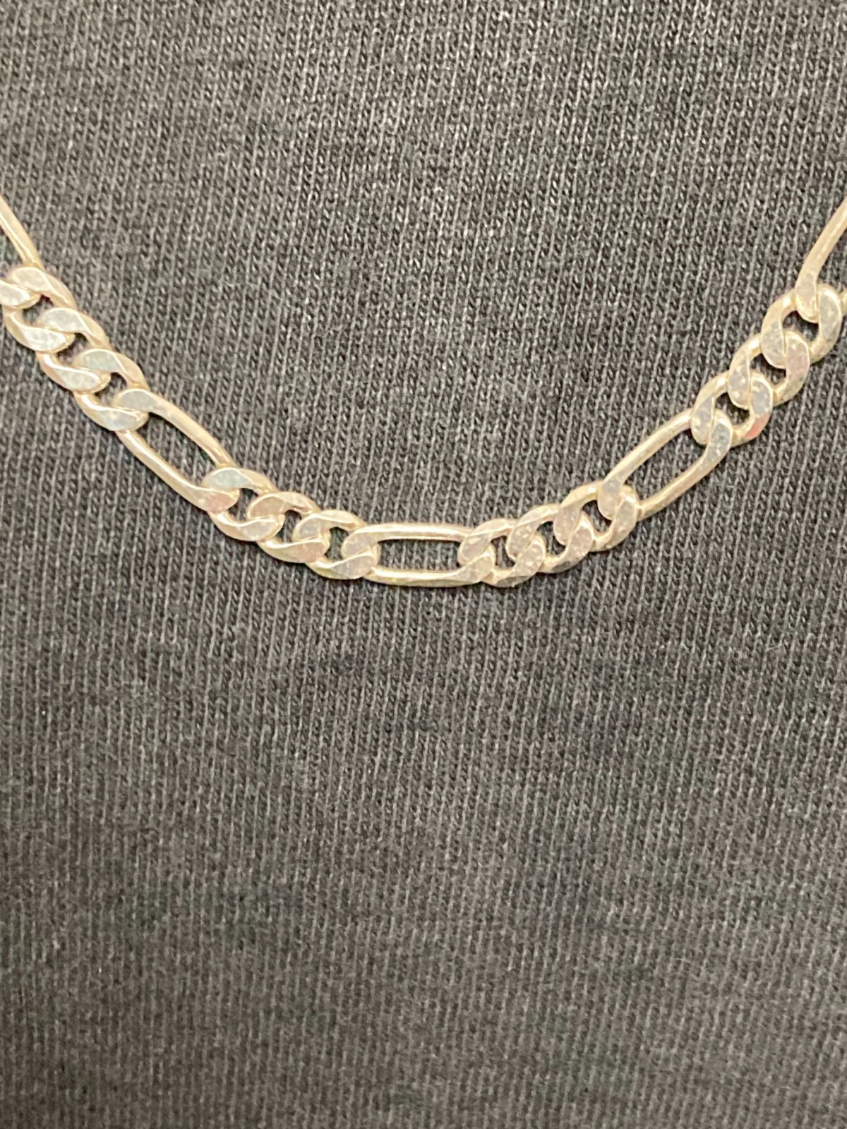 Marked 925 Sterling Silver Figaro Chain Necklace 22″ 17g Lobster Clasp