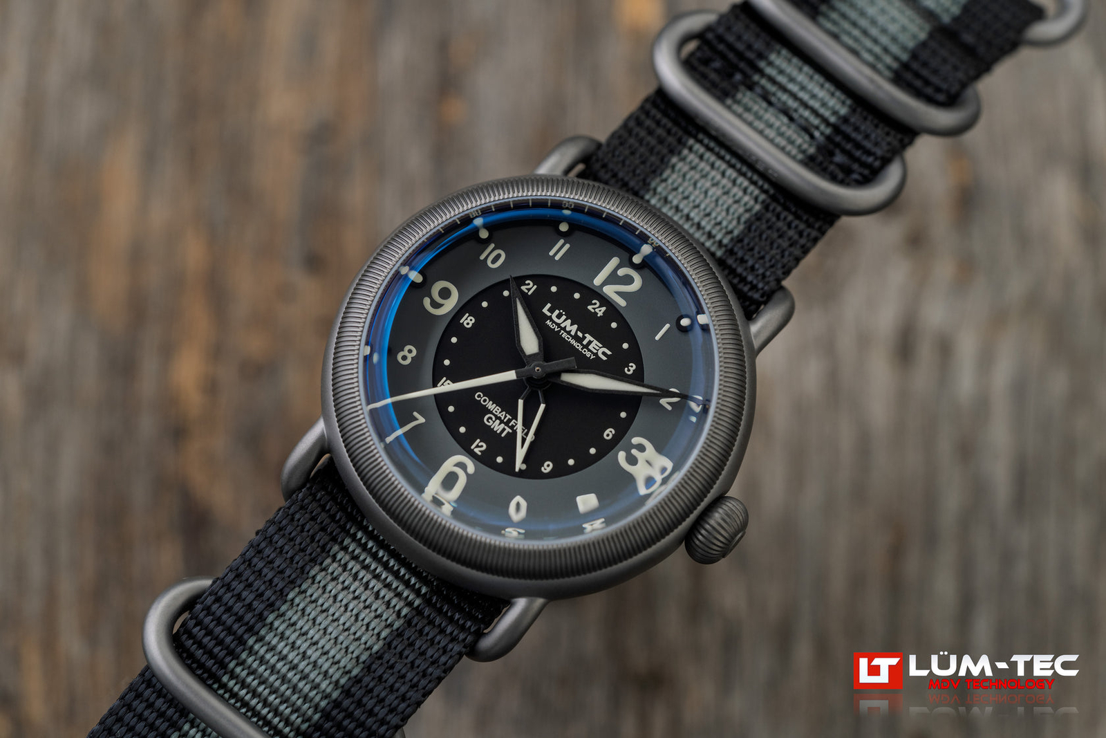 Lum-tec Watch Combat Field X6Titanium, GMT, 2 straps, Made in USA! 44mm, NEW