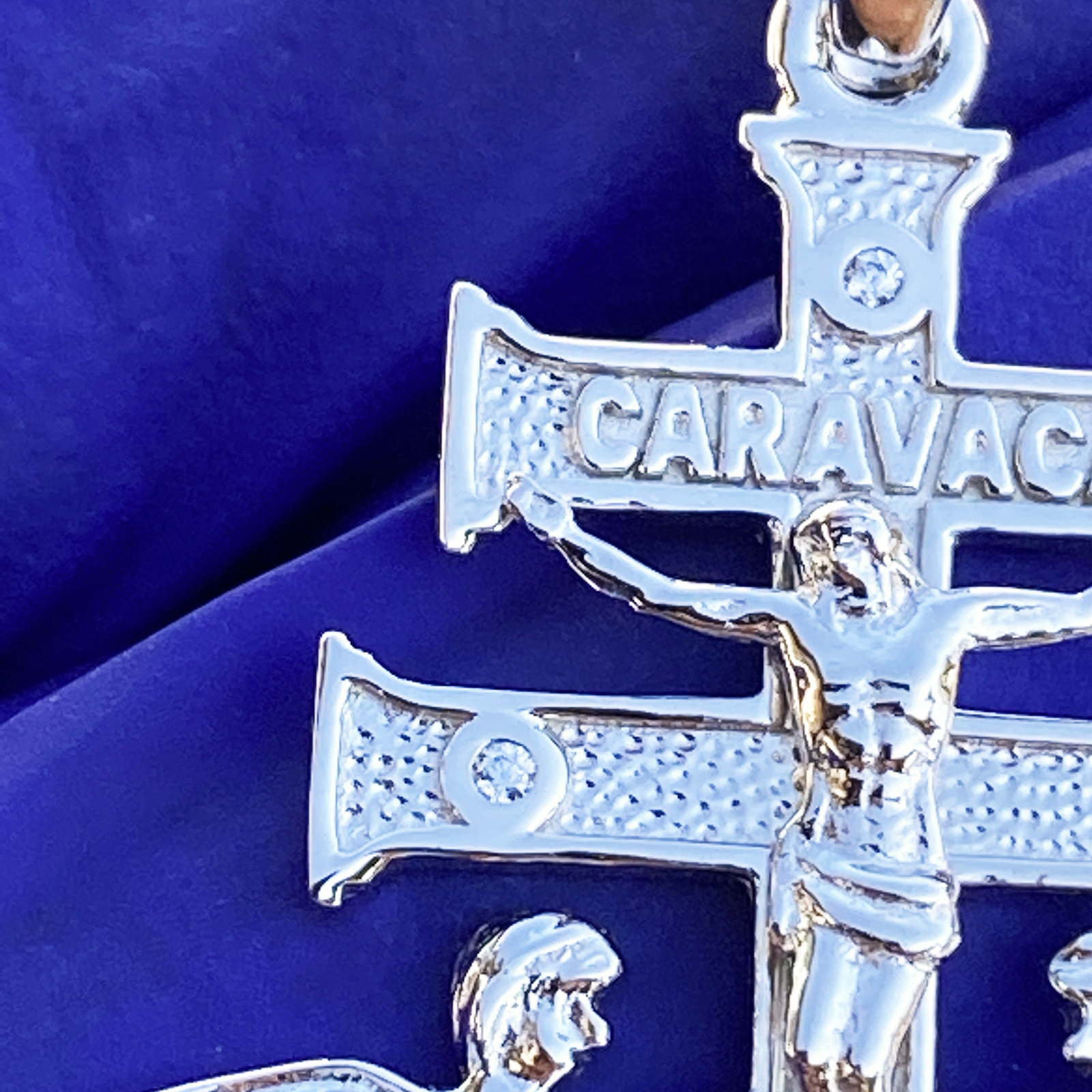 La Cruz De Caravaca Plata Cross Pendant Real Solid 925 Sterling Silver CZ 1.25″