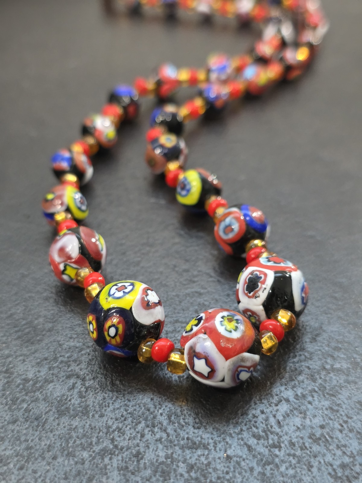 Vintage Murano Millefiori Art Glass Necklace – Likely Authentic Venetian