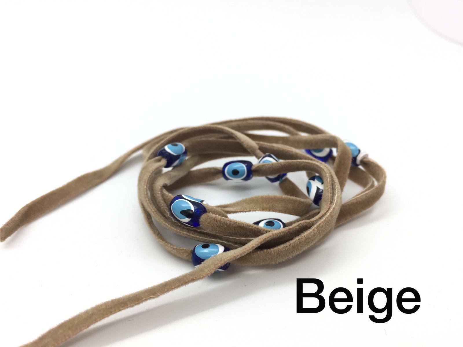 Turkish Evil Eye Wrap Bracelets Velvet String Kabbalah Blue Beads Protector Luck