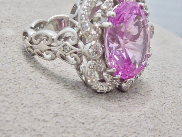 NEW QVC Diamonique Erica Courtney Size 8 Pink XO EC 925 Sterling Silver Ring