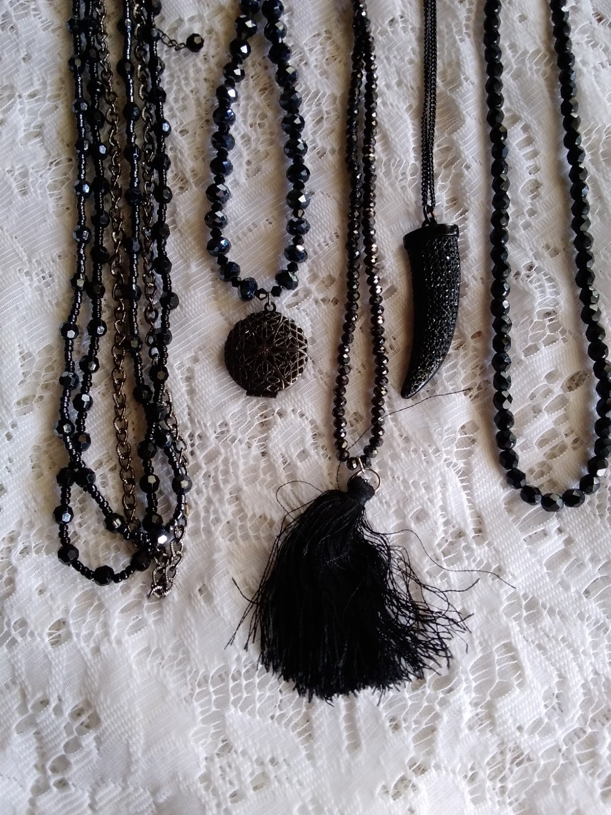 Vintage To Modern Tones Of Black Mixed 68 Piece Wearable Fashion Jewelry Lot