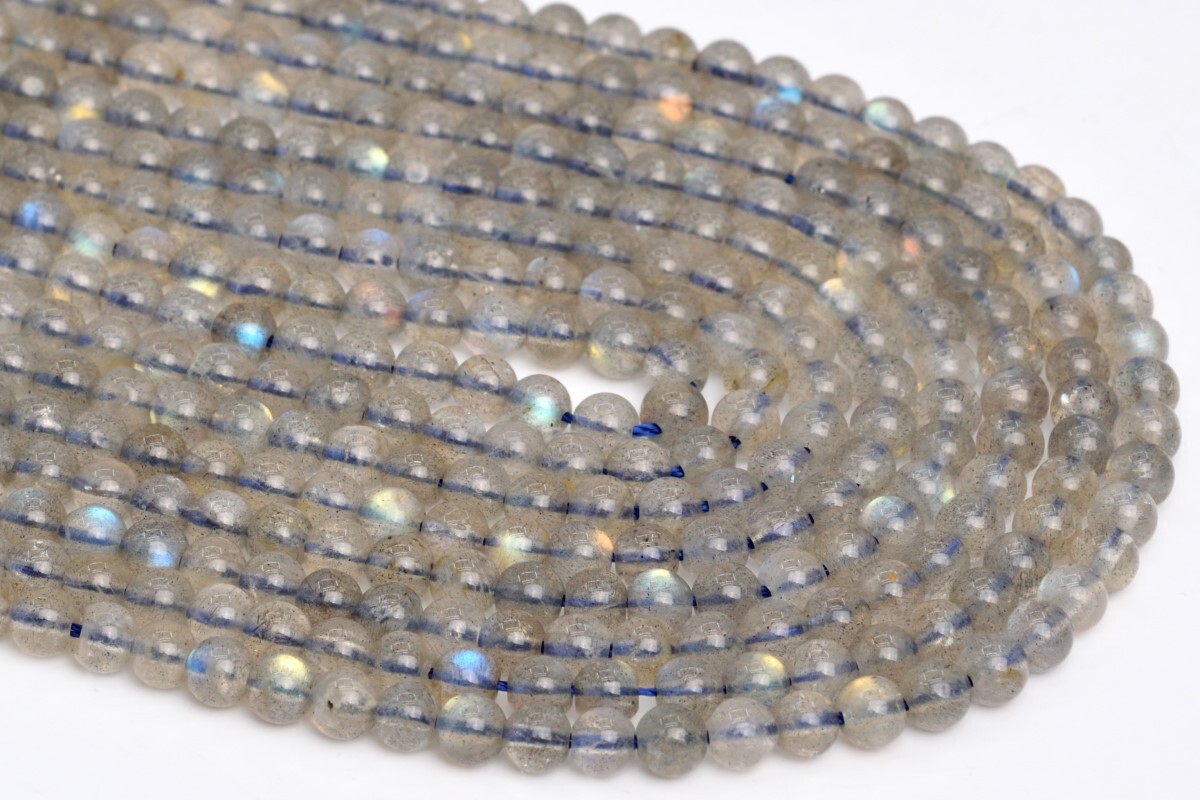 2-3MM Genuine Natural Gray Labradorite Grade AAA Round Gemstone Loose Bead 15.5″